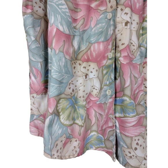Vintage Koret Hawaiian Shirt Womens Large Floral Short Sleeve Button Up Collar - Picture 4 of 5